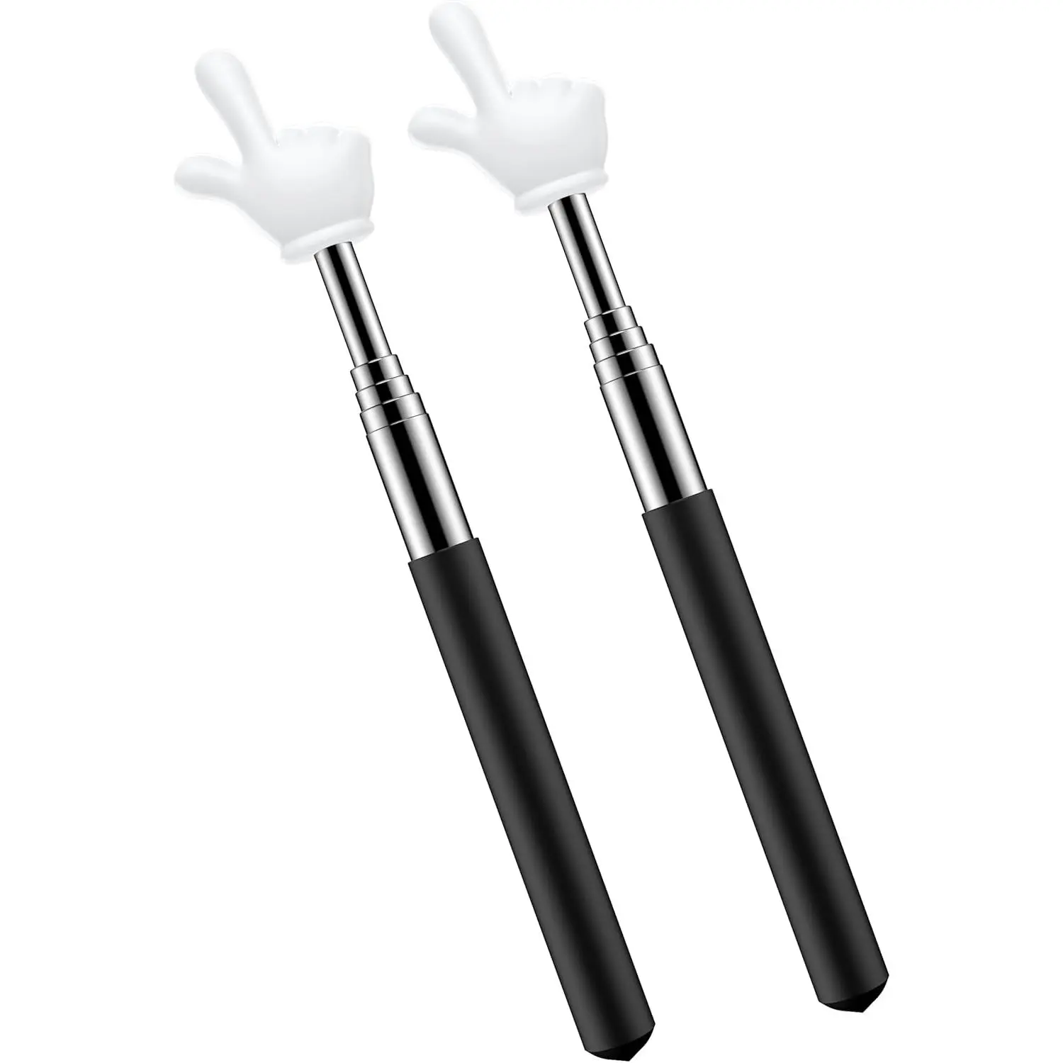 2 count Telescopic Teacher Pointer, Extendable Handheld Pointer Finger Pointer Stick, Mini Classroom Pointer for Elementary School  Teacher, Classroom Supplies (Black)