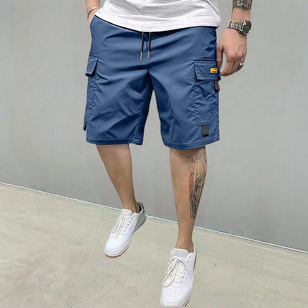 Men’s summer 4-piece set of solid-color cargo casual shorts made from comfortable, breathable fabric—ideal for hiking and camping, streetwear, sports fitness, and everyday outings.