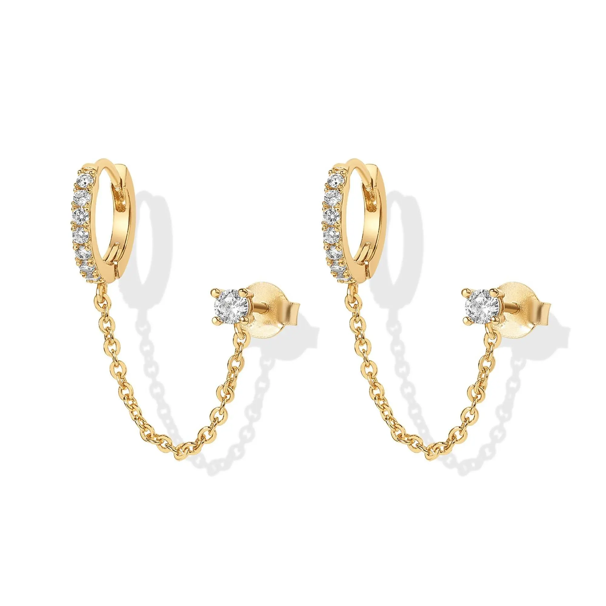 Zircon star moon flower chain tassel earrings girls daily jewelry gift