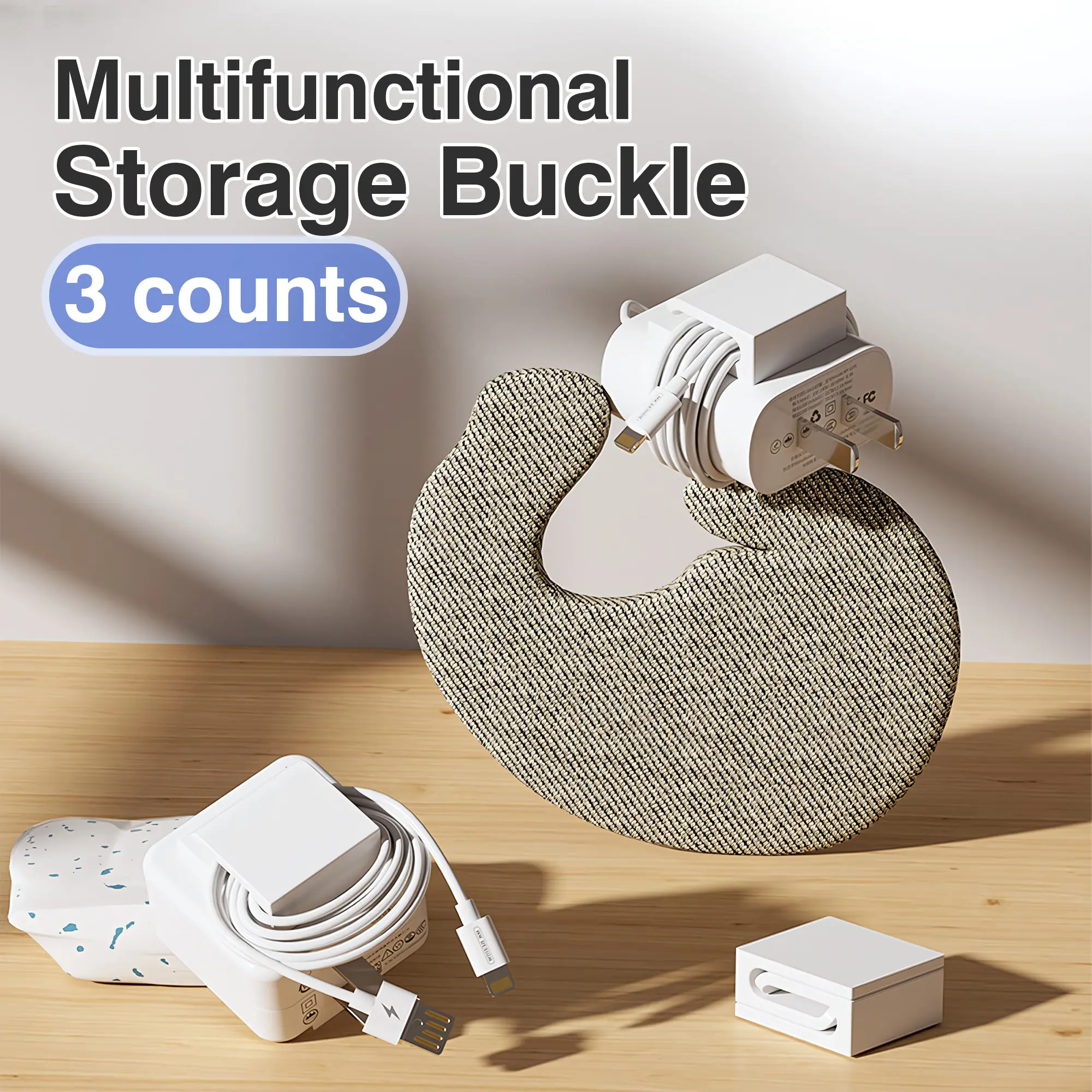 3 Counts Cable Clips Cord Organizer Holder for Desk, Desk Cable Management for Home and Office