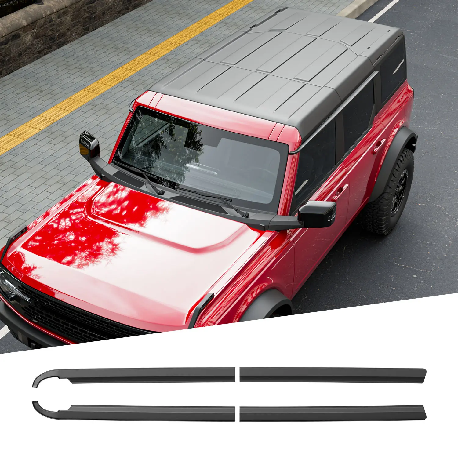 [Fits 21-26 Bronco] 4Pcs Side Window Visor Deflector Compatible with 2021-2026 Ford Bronco 4 Door Rain Deflector ABS Matte Black Window Visor Trim Cover Replacement for 2021-2026 Ford Bronco Accessories