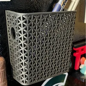 Magnetic Wicker-Style Fridge Basket Organizer with 4 Strong Magnets for Refrigerator or Locker