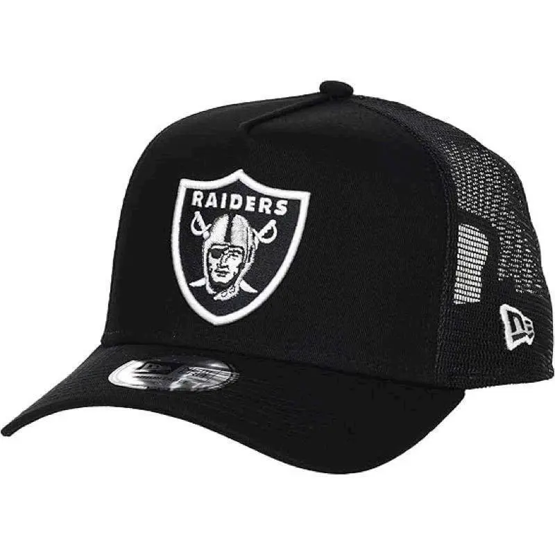 New Era NFL Raiders Black Baseball Cap – Classic Embroidered Shield Logo Snapback Hat, Adjustable Fit, Curved Brim, Vintage Casual Streetwear Style, Unisex