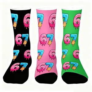 3PCS 67 socks Six Seven Ice Cream Drip Funny Number socks meme Christmas stocking