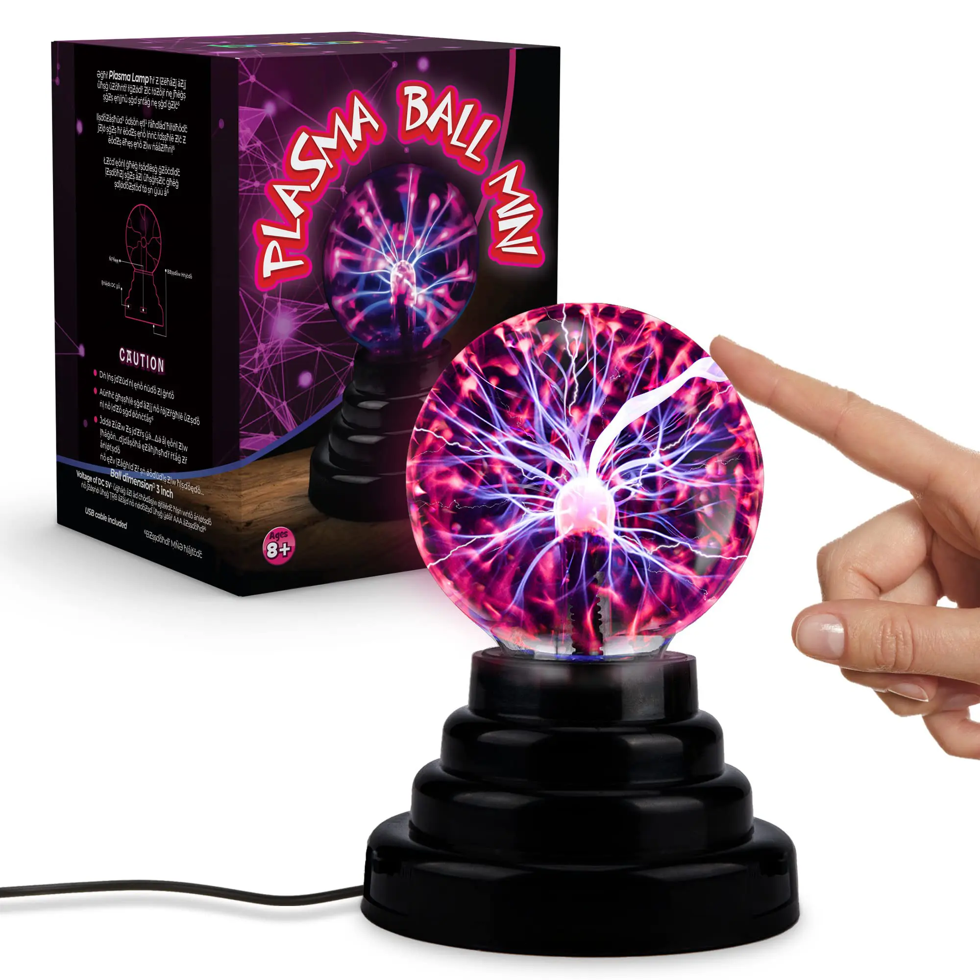 Plasma Ball Lamp - Touch and Sound Sensitive Electric Globe with Lightning Effects - Plug-in Energy Ball for Parties, Room Decor, and STEM Learning - Static Electricity Sphere for Kids