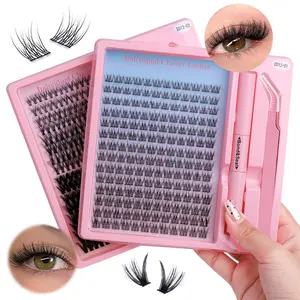 320Pcs Large Capacity DIY Lash Kit Segmented D Curl Soft Natural Self-Grafting False Lashes with Applicator and Tweezers