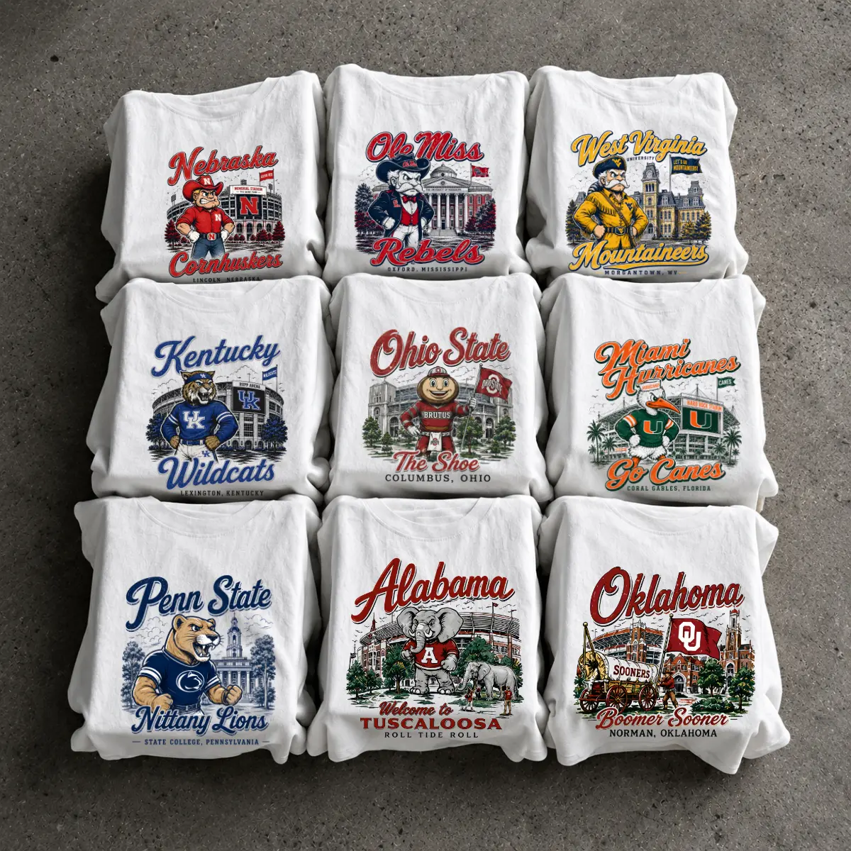 All Team Football Graphic T Shirt Vintage College Team Mascot Shirt Retro Campus Fan Tee Unisex Soft Cotton Short Sleeve Game Day Sports Shirt Football Lover Gift Casual Streetwear USA College Teams