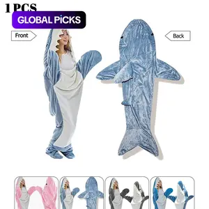 Shark Wearable Hooded Blanket, Ultra-Soft Flannel Sleeping Bag, Cozy Plush Loungewear for Adults & Kids, Multi-Color, Halloween Cosplay #GLOBAL PICKS