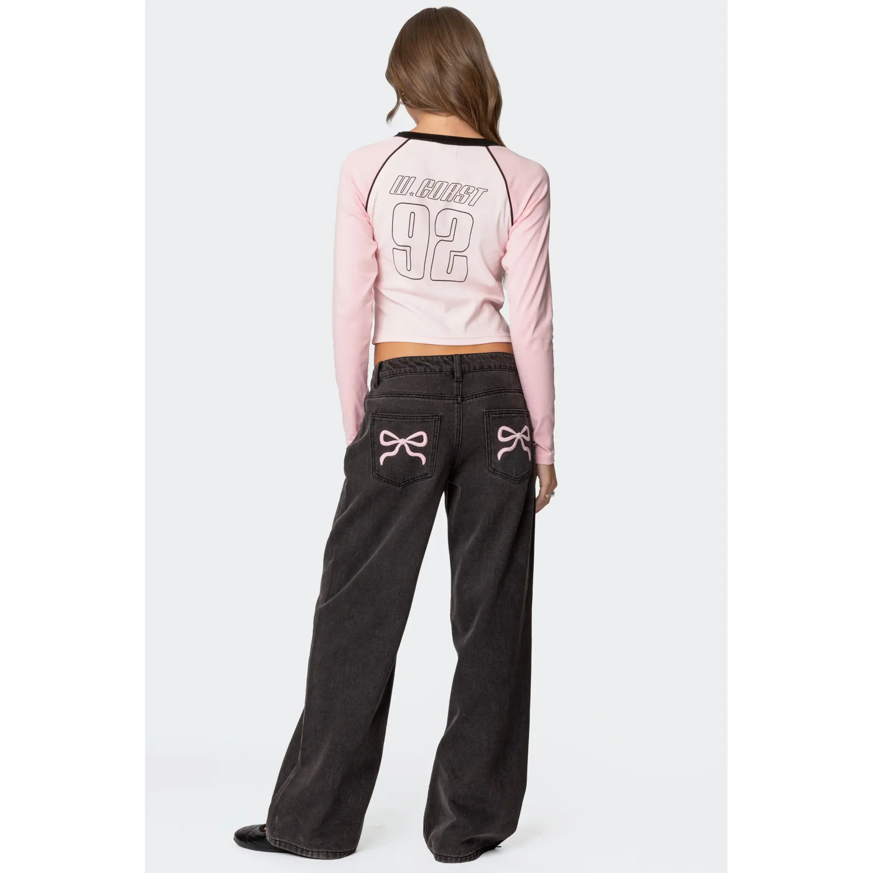 Bow Pocket Low Rise Baggy Jeans