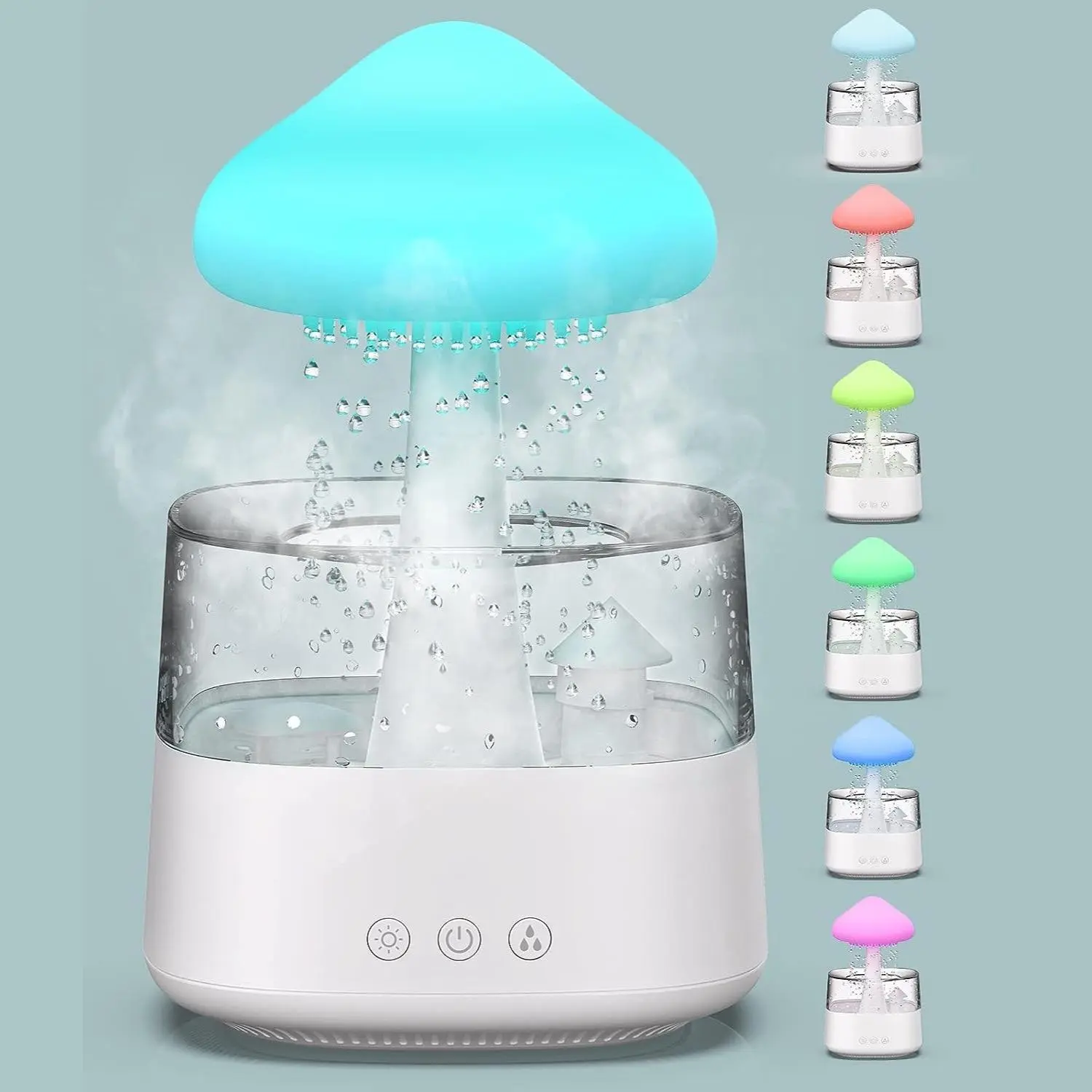 Mushroom Design Humidifier, Rain Cloud Humidifier with Light, USB Powered Desktop Air Humidifier, Cool Mist Humidifier, Night Light Humidifier for Bedroom, Home Appliances