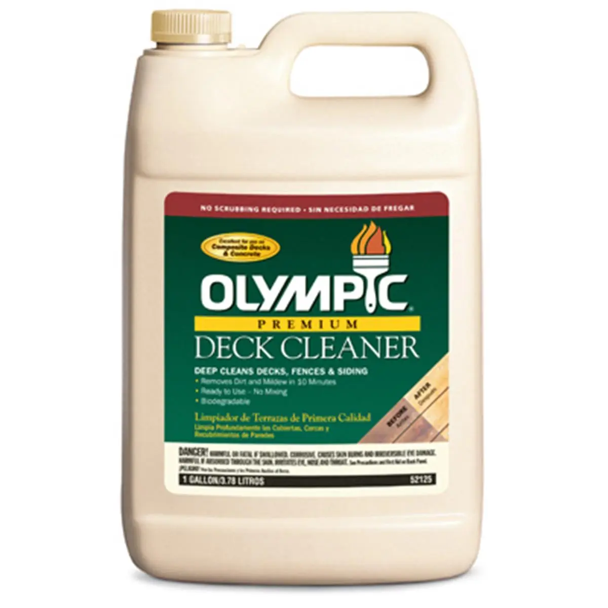 212 MAIN Olympic 52125A-01 Gal-Size Wood Deck Cleaner Liquid, Household Ready-Use Solution for Decks, Fences & Sidings, Deep-Stain Remover Formula