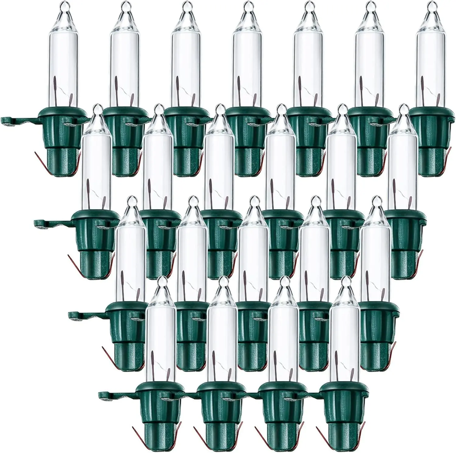 60 Count Replacement Christmas Tree Light Bulbs 2.5v 0.425 Watt Replacement Light Bulb Mini Incandescent Wire String Lights Decoration for Prelit Xmas Tree(Green Base with Warm White Bulb)c