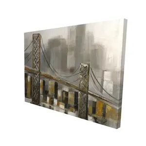 360 stand Bridge By a Cloudy Day Cities Canvas Wall Artwork, 36X48" in. Nature Landscape Photo, Home Decor Wall Art for Home Supplies, Artistic, Decoration