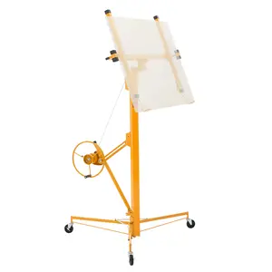 【Spotlight Day】VEVOR 16ft Drywall Lift, Heavy-Duty 150 lbs Sheetrock Hoist with Adjustable Telescoping Arm, Lockable Wheels, Drywall Lifter Panel Jack Hoist Tools Ideal for Ceiling & Wall Installation (Yellow)