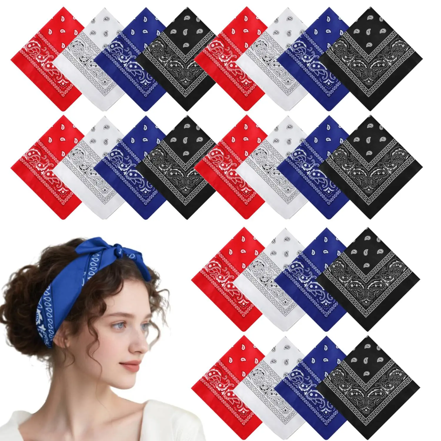 A Set of 24/12 Pcs Paisley Bandanas for Men Women,22 inch Cowboy Bandanas,Square Head Scarf Headwear,Handkerchief Headwrap for Hair Multiple Colors,Christmas Party Gifts,Summervibes