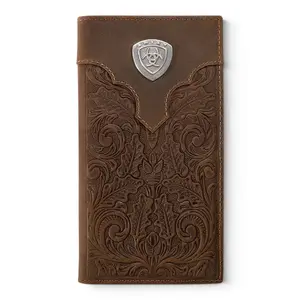 ARIAT RODEO WALLET OVERLAY SCROLL EMBOSSED MEDIUM BROWN