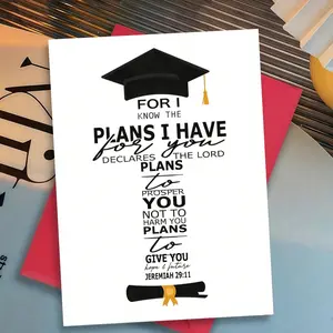 1PC Christian Graduation Card With Envelope - Bible Verse Graduation Greeting Card - Inspirational Gift For Family, Friends & Classmates, Blank Inner Page For Writing，graduation gift, Vertical Cards
