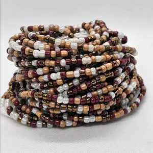 café au lait waist beads(tie-on 50 inch)