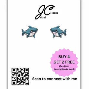 Shark 1 stud earring, hypoallergenic for sensitive ears. For men, father’s day gift
