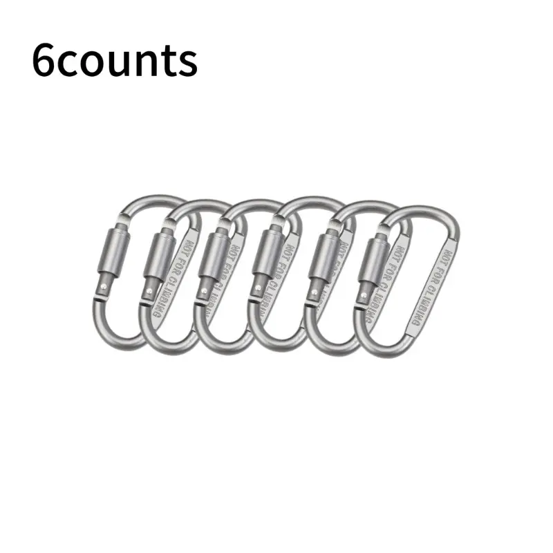 6-Piece Key Number Buckles Set, High-Quality Locking D-Shaped Carabiners, Lightweight Aluminum Backpack Clips for Bags and Toys