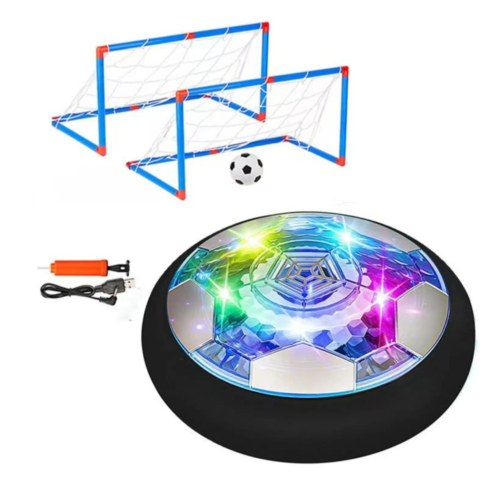 SHENSE Rechargeable Smart Hover Soccer Ball Set, 4-in-1 Indoor Air Power Toy with LED Lights, Foam Bumper Protection, Gifts for 3-12 Year Old Kids, Rechargeable Smart Ball
