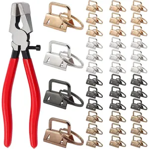 40 Sets Key Fob Hardware with Key Fob Plier Glass Running Pliers  Wristlet Key Fobs/Key Lanyard/Key Chain Hardware InstallK-082-40