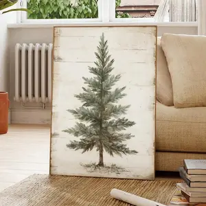 Vintage Style Christmas Tree Canvas Poster, Unframed Wall Decor, Vintage Wall Art, Retro Distressed Look, Perfect for Holiday Decoration