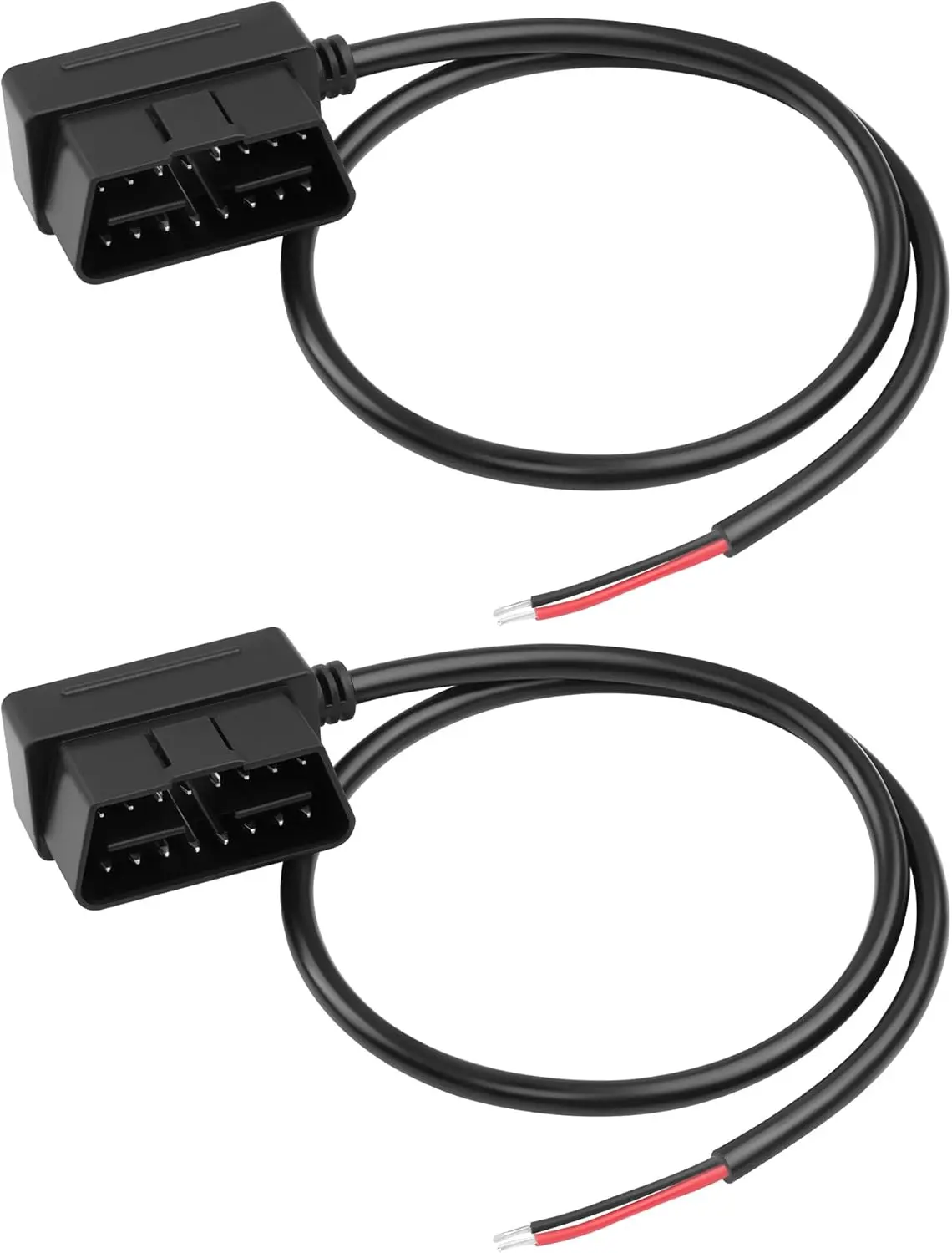 2PCS OBD2 Cable,2 Pin to 16 Pin Plug OBD Power Cable,Dashcam Power Tap Wire,GPS Tracker Dedicated,12V-24V 20AWG 1.64 Ft/50CM (16Pin Male Connector to 2Pin Bare Wires)