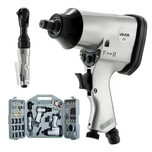 VEVOR 50 Pieces Pro Air Tool and Accessories Kit - 1/2" Air Impact Wrench, 3/8" Ratchet Wrench, 4500BPM Hammer, Blow Gun & Full Accessories for Auto Repairs, Home DIY Projects - with Storage Case, Full Kit, Alloy Body