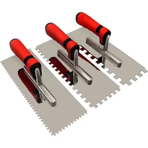 Stainless Steel Square Notched Trowel Set 3 PC (Notch Size: 5/32" & 5/16" & 1/2") Masonry Hand Kit for Wall Floor Tiling Installation