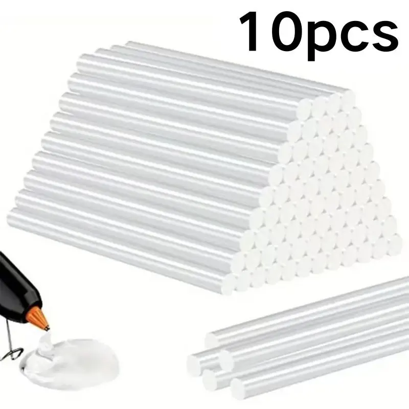Transparent Glue Sticks 10 Pack, 7mm Diameter, 100mm Length, Non-Toxic, Smoke-Free, Odorless, Smooth Surface, Ideal for DIY Crafts, Woodworking, Home Renovation, Clear Glue