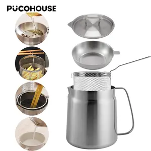 3500ml Stainless Steel Oil Dispenser with Filter & Tray 4-Piece 304 Stainless Steel Deep Fryer Pot with Oil Filter Basket Set Utensils Dishwasher Kitchenware Food Colander Kitchenware Filtration Basket Anti Clogging Strainer Aluminum percolator