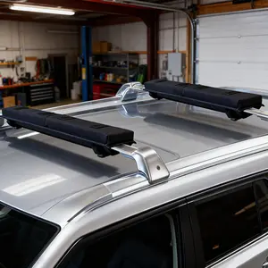 Heavy-Duty Soft Roof Rack Pads for Cars - Non-Slip EVA Foam, Water-Resistant Pads Surfboard Car Rack SUP Kayak Canoe, Universal for Cross Bars, Include 2 Tie Down Straps, Ropes, Hood Loops and Storage Bag