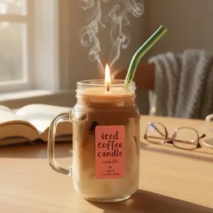 Coffee Jar Candle - Cozy & Scented Candle for Home Decor - Rich Authentic Coffee Aroma Long Lasting Clean Burn Stylish Reusable Mason Jar Perfect for Relaxation Aromatherapy Ornaments Decoration Tin