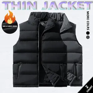 Mens Vest Jacket Warm Sleeveless Jackets Winter Waterproof Zipper Coat Autumn Stand-up Collar Casual Waistcoat Brand Clothing