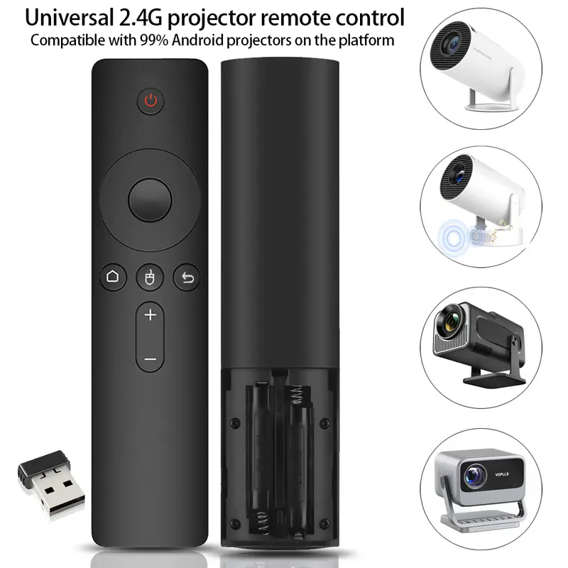 2.4G Wireless Air Mouse Universal Remote Control with USB Receiver, 360° Blind-Spot-Free Control, 360° Gyro, 6-Axis Motion, USB Plug-and-Play, 33ft Range, Button & Screen Operation for 99% of Android Projector Models, TV Boxes, 2*AAA Batteries