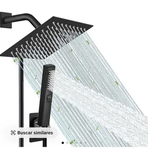 Senlesen 8 Inch Shower Head Combo High Pressure Rain Shower Head with 3 Settings Handheld Spray 59inch Stainless Steel Hose Chrome Matte Black Single-Hole-Deck-Mount 304 Stainless Steel 80 Nozzles Anti-Clogging