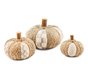 MacKenzie- Childs Set of 3 Rattan Pumpkins