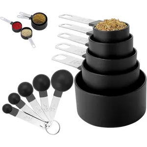 10-Pieces Measuring Cups and Spoons Set, 5 Sizes Stackable Measuring Cups for Kitchen Cooking & BakingSafe and environmentally friendly set of 10 measuring cups and spoons, 5 stackable measuring cups for kitchen cooking and baking