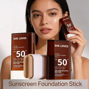 Sheloves Sunscreen Foundation Stick,Balm Sunstick Protection Bar Broad Spectrum SPF50+ No Whitecast Water Resistant Protector Solar Barra Concealer Foundation Sunscreen Stick