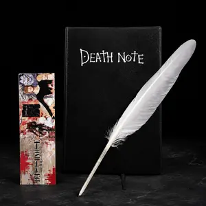 Death Note Notebook and Feather Quill Pen Set, Authentic Anime Journal with Metal Bookmark, Premium Collectible Stationary for Cosplay, The Perfect Diary for Fans, Gothic Dark Aesthetic Office Supplies