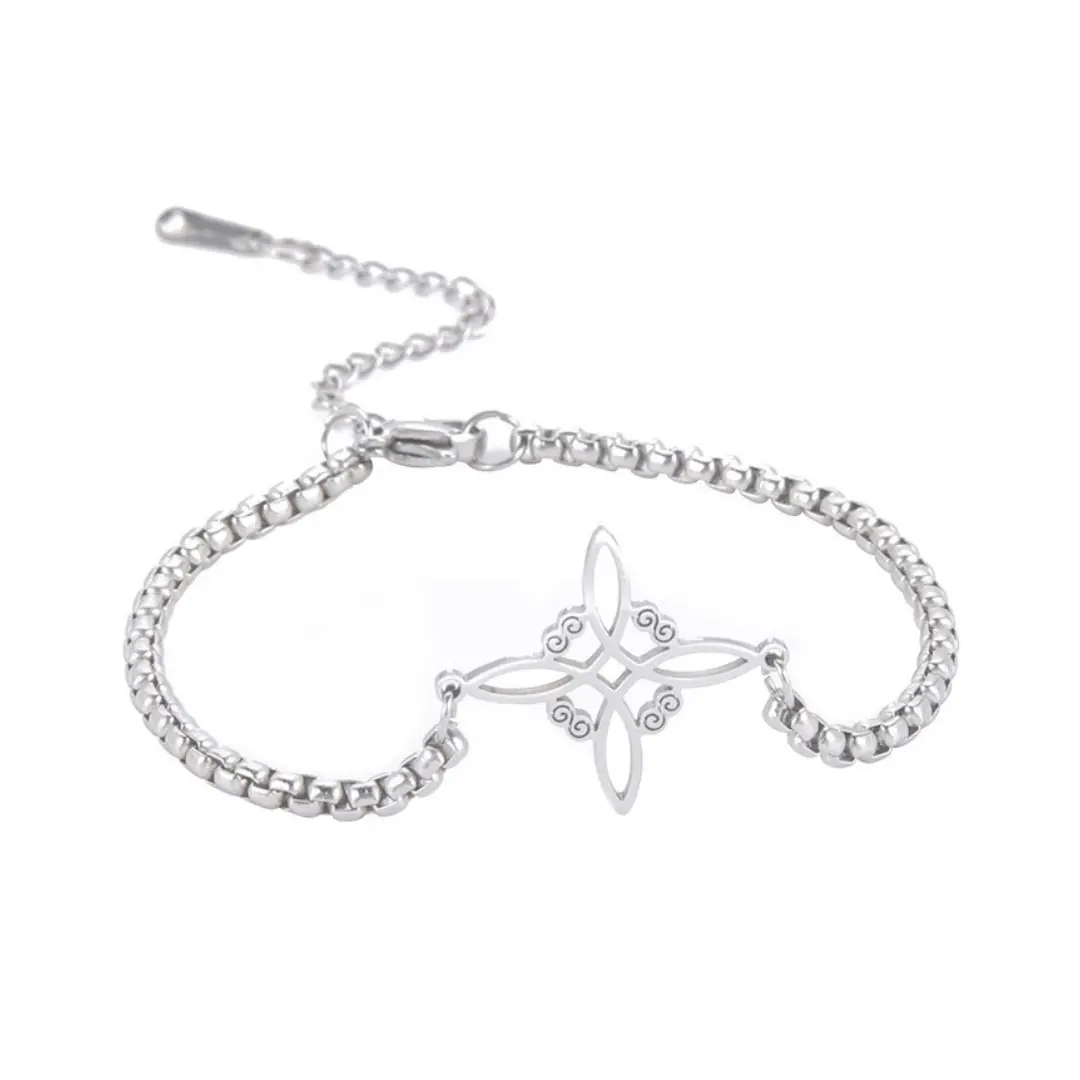 FIMENESS WITCH KNOT CHARM CONNECTOR STAINLESS STEEL BRACELET NON TARNISH JEWELRY