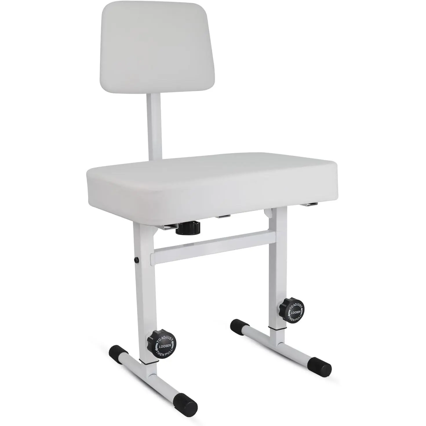 5 CORE Piano Bench with Backrest 3 Inch Sponge Padded Adjustable Stool Music Keyboard Seat for Musicians Piano Stool Chair White - PNB B-Rest WH