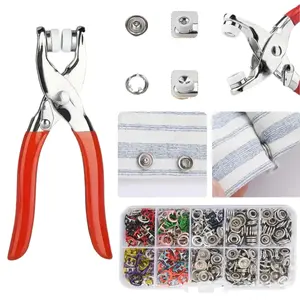 Seamless Stitching Sewing Kit Tools,Including 100pcs Invisible Colored Metal Buckle & 1Count Manual Pressure Pliers, Household SewingAccessories for DIY Handicraft Clothing & Hat,Buttons &Pliers Tool Kit,SewingSupplies Crafts.