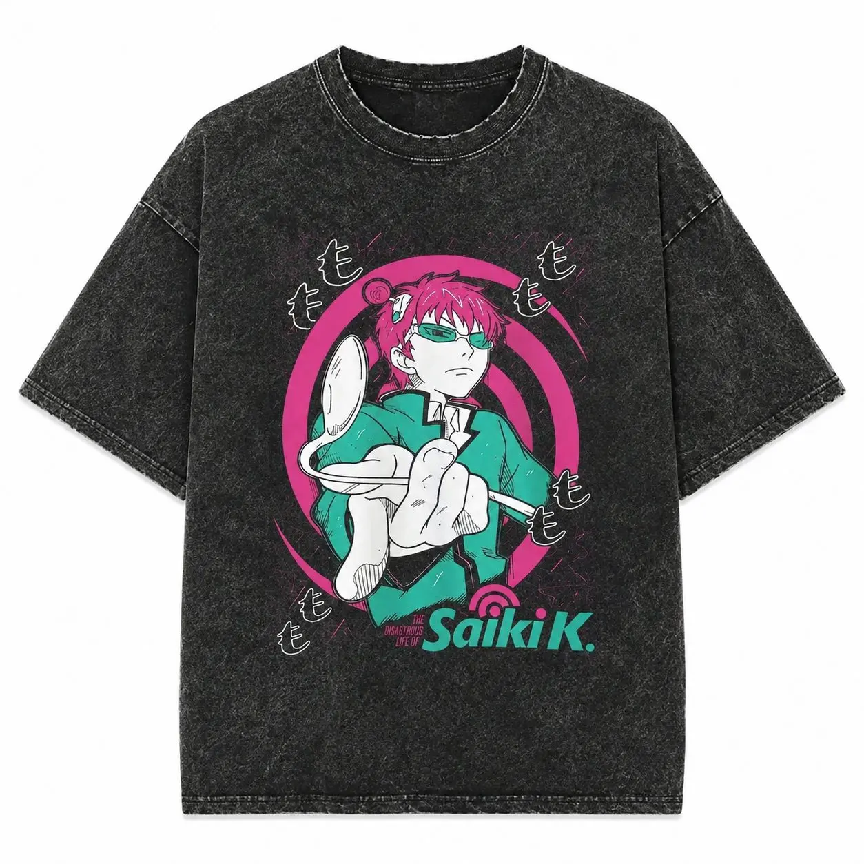 UNISEX Washed Vintage Anime The Disastrous Life Of Saiki K Saiki Kusuo Merch T-Shirt Men Women Clothing Casual Retro Oversized T Shirts