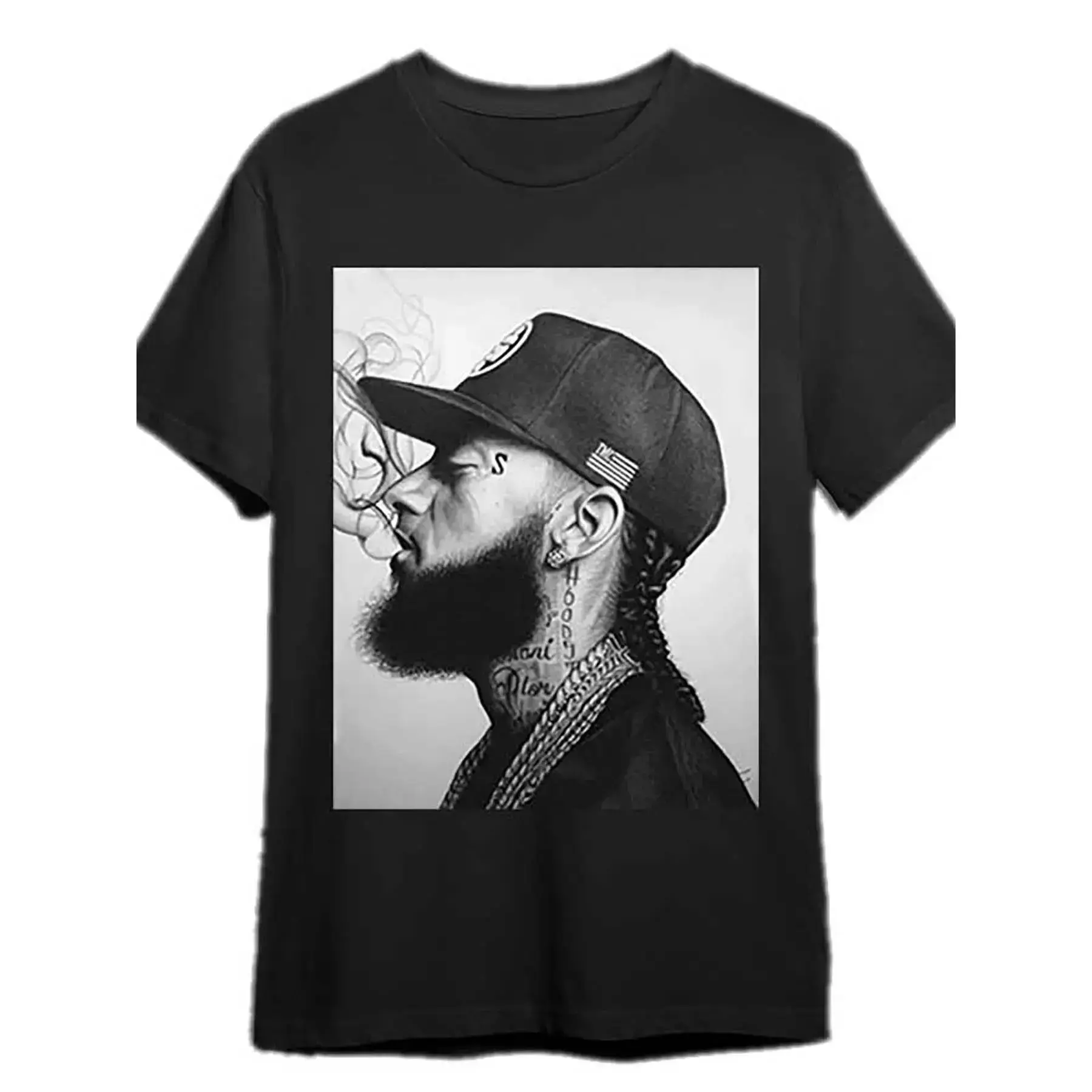 Nipsey Tshirt, Nipsey tshirt 339551 funny MEN'S short sleeve graphic T-shirt collection black PR adaptive clothing Casual Breathable