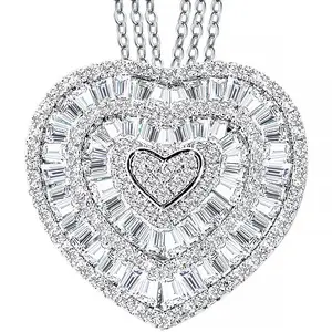 Cubic Zirconia Heart Necklaces for Women - CZ Heart Pendant Necklaces - Unique Statement Love Sparkling Cubic Zirconia Jewelry 20 Inches - Anniversary Wedding Birthday Christmas Gifts for Women