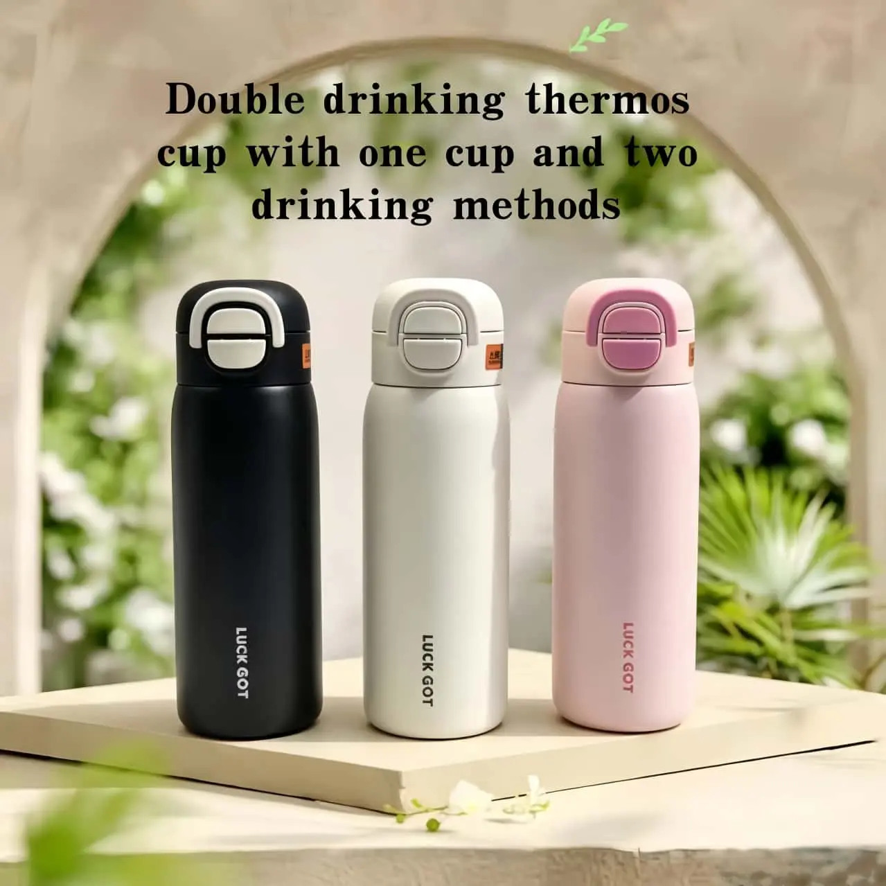 Double Drink Vacuum Insulated Cup 500ML, Portable Water Bottle for Outdoor and Car Use, Insulated Water Bottles, Multi-Color Options, 316 Stainless Steel, Perfect Gift, Insulated Flask