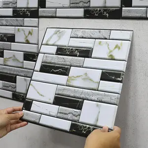 Marble Pattern 3D Wallpaper, Self-adhesive Backsplash Stick Tiles, Waterproof Wall Tiles Panel, Living Room, Bathroom, Kitchen