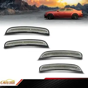 Fit For 15-22 Dodge Charger White Front + Rear Fender Side Marker Light Lamp Set